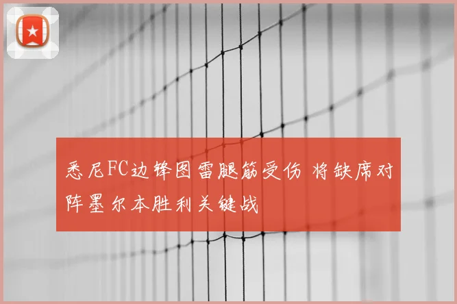 悉尼FC边锋图雷腿筋受伤 将缺席对阵墨尔本胜利关键战